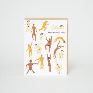 Happy Birthday Suit Nudies Letterpress Greeting Card